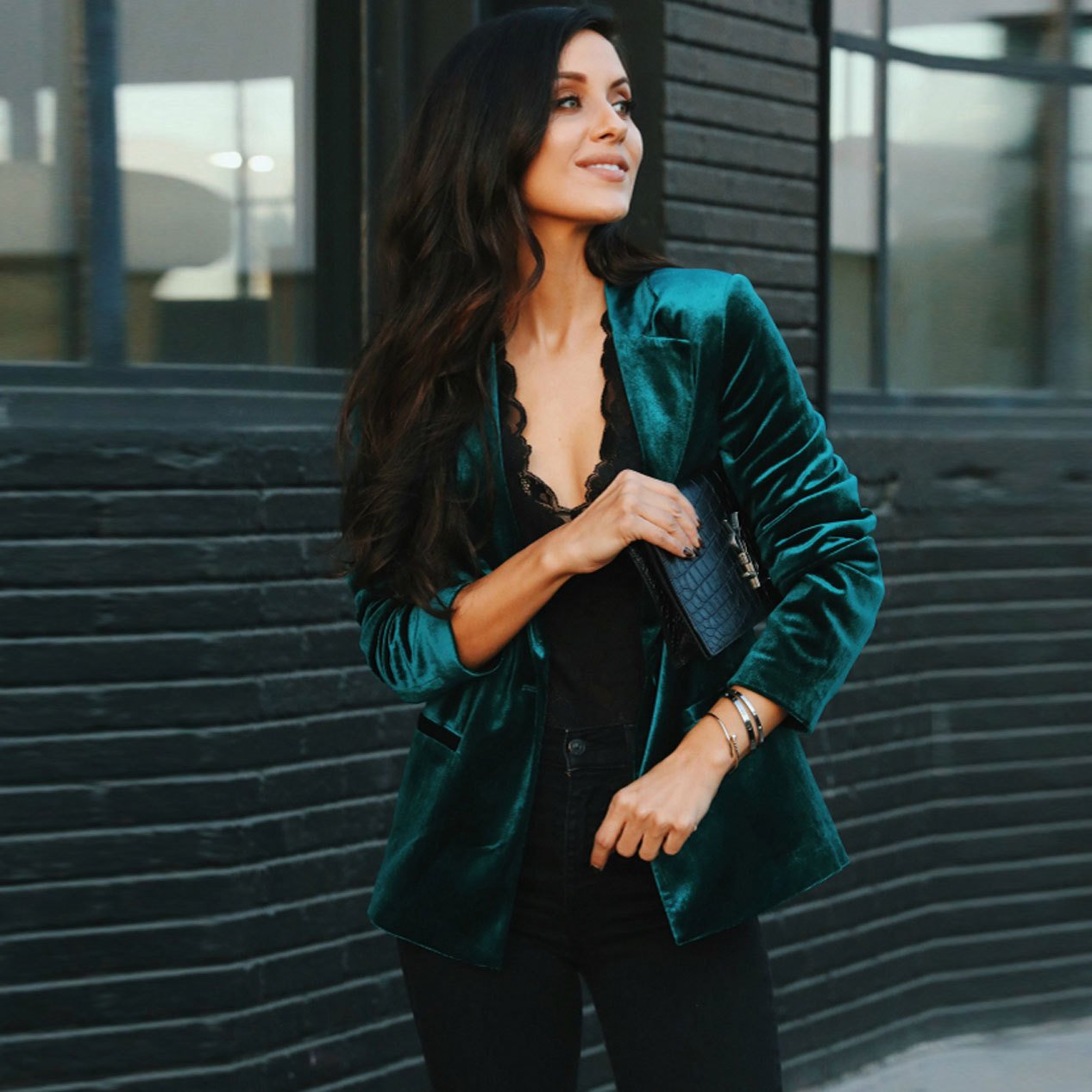 Women Fashion Long Sleeves Pleuche Blazers