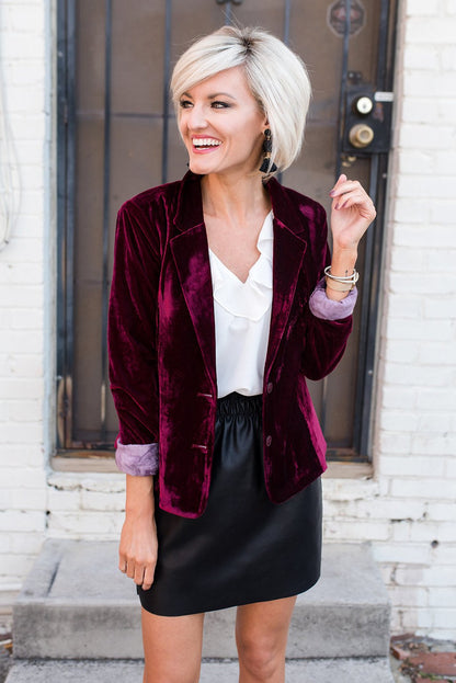 Women Fashion Long Sleeves Pleuche Blazers