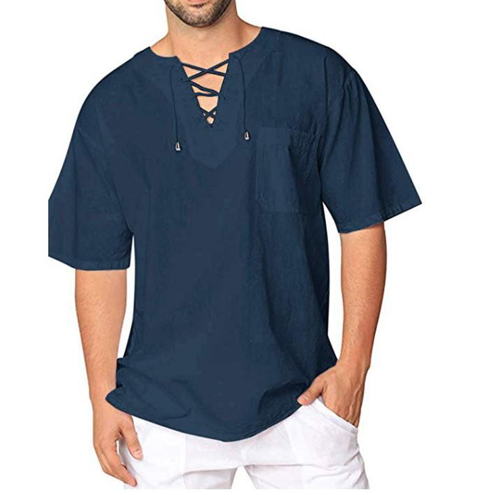 Hot Selling Linen Men Short Sleeves Shirts-STYLEGOING