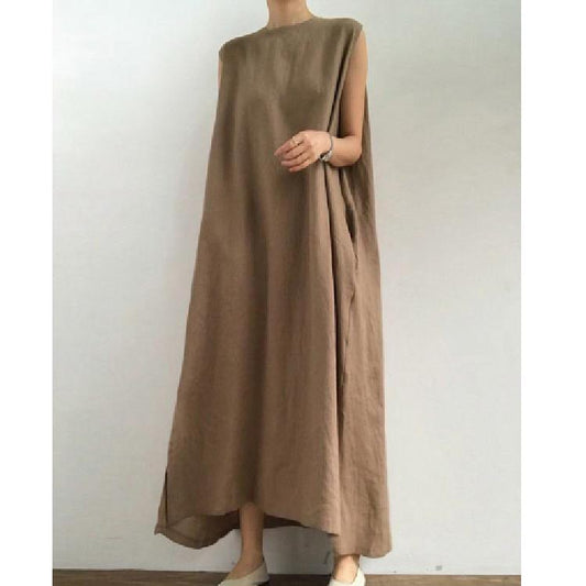 Simple Loose Sleeveless Long Dress