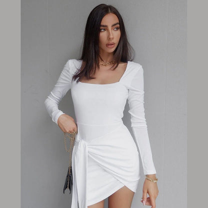 Sexy Long Sleeves U Neck Fall Dresses