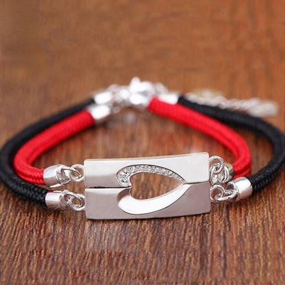 Heart Shape Designed Romatic Couple Silver Bracelets