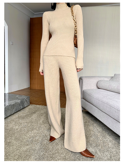 Fashion Women Knitting Cardigan Basic Top and Pants Sets