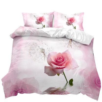 Valentine's Day 3D Rose 3-Piece King Dovet Cover Bedding Sets