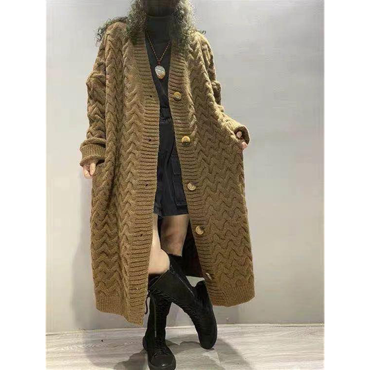 Vintage Women Knitting Plus Sizes Cardigan Sweaters-STYLEGOING