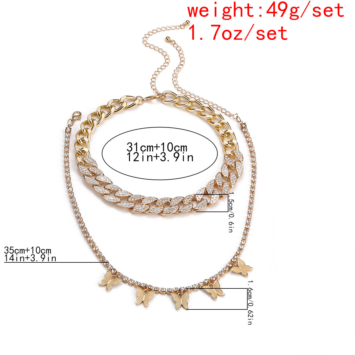 Hip Hop Punk Style Butterfly Design Necklaces for Women