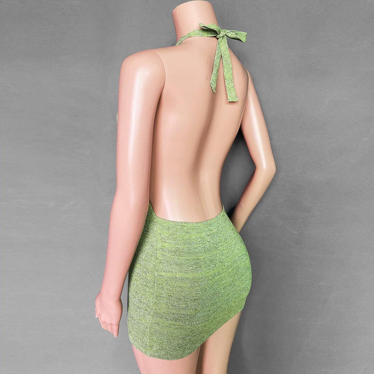 Holiday Sheath Halter Knitting Dresses-STYLEGOING
