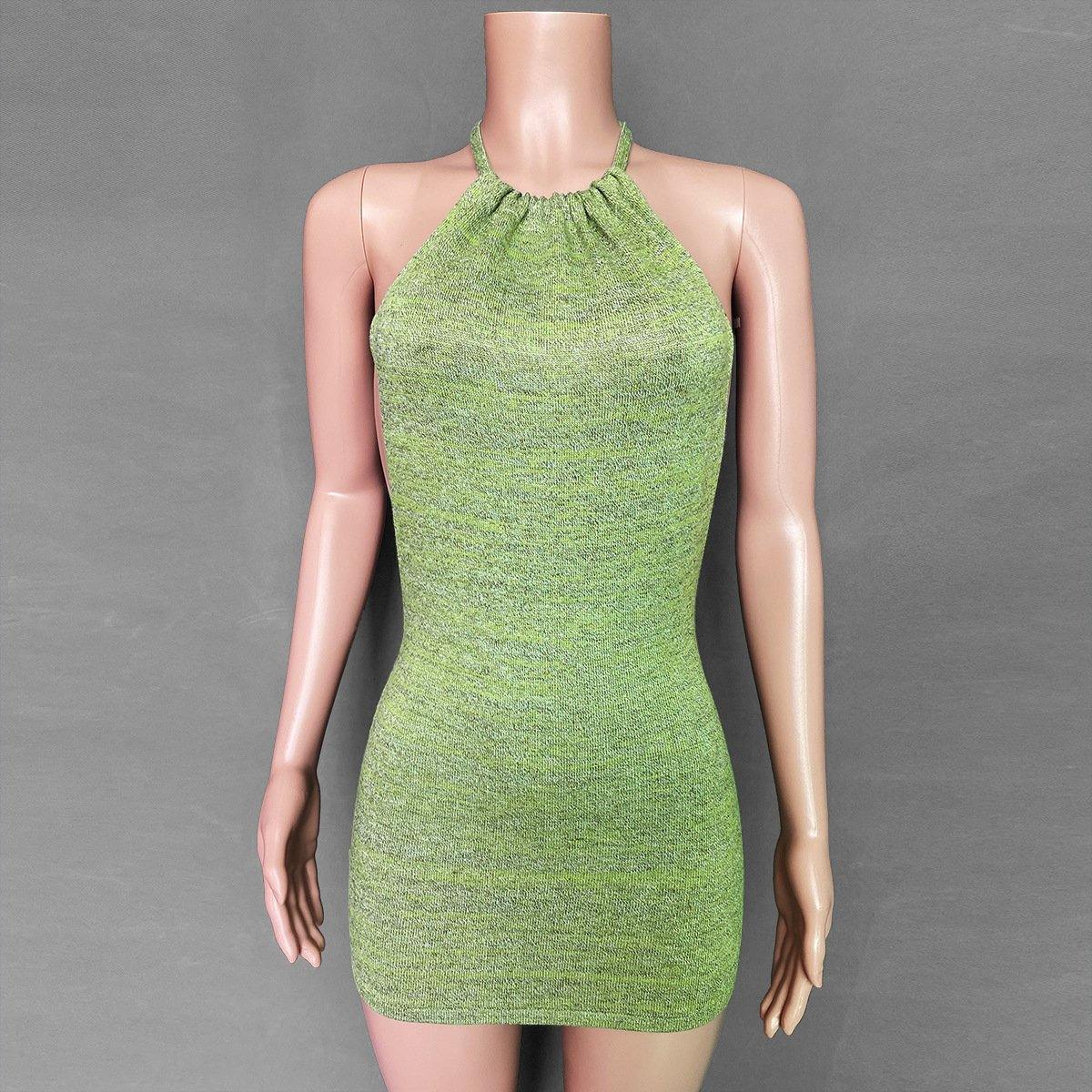 Holiday Sheath Halter Knitting Dresses-STYLEGOING