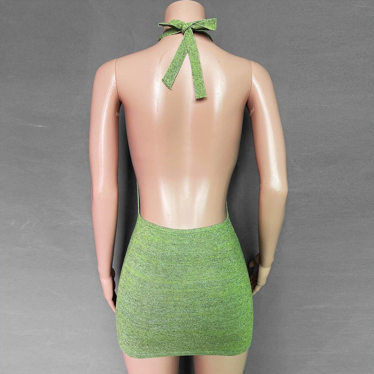 Holiday Sheath Halter Knitting Dresses-STYLEGOING