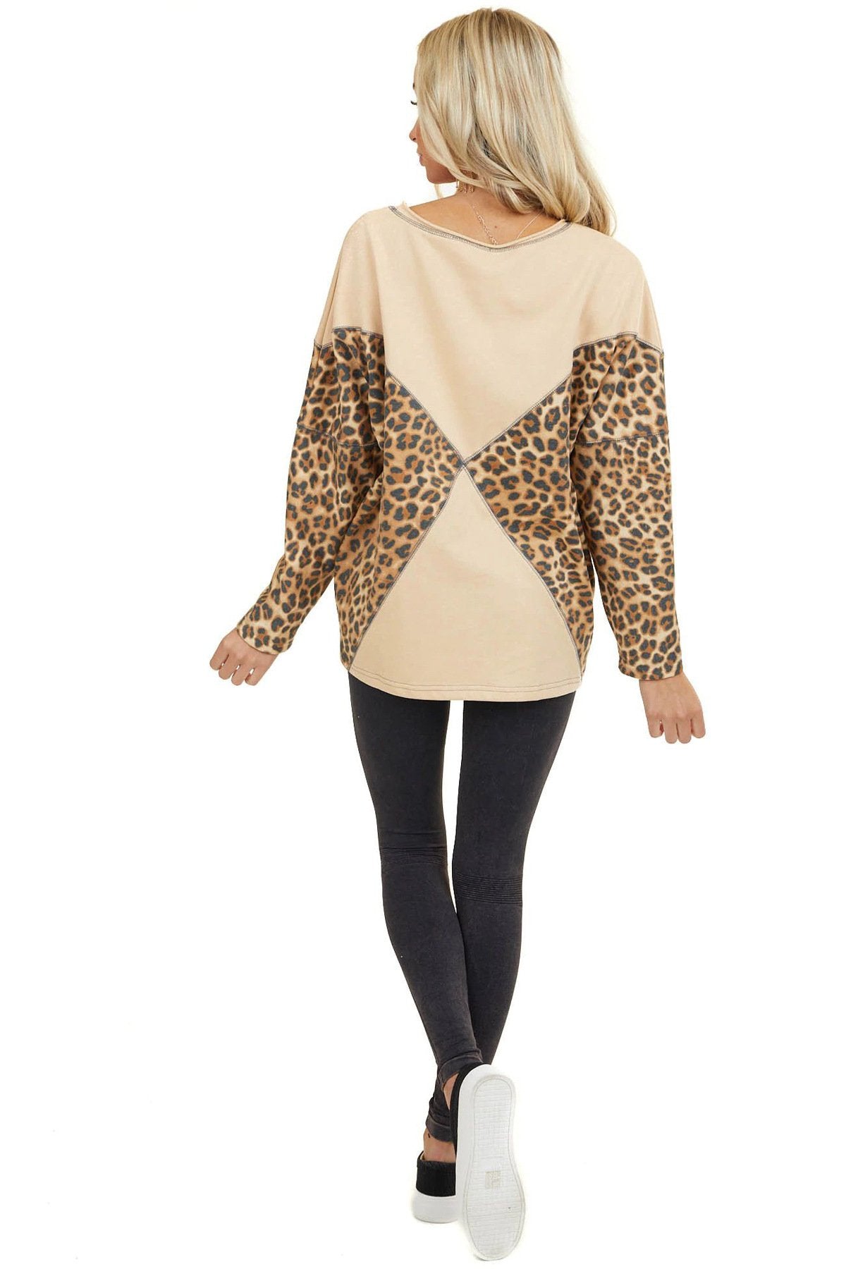 One Shoudler Long Sleeves Leopard Fall Sweaters-STYLEGOING