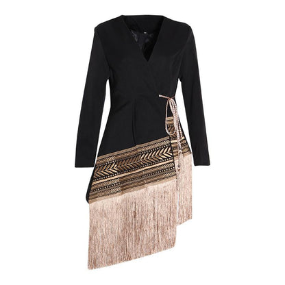 Fashion Embroidery Irregular Tassel Blazers-STYLEGOING
