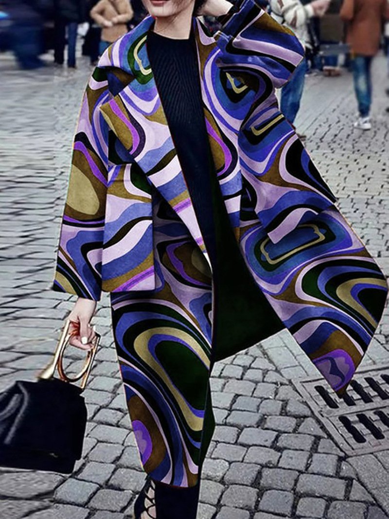 Women Winter Turnover Ocllar Pocket Long Overcoat-STYLEGOING