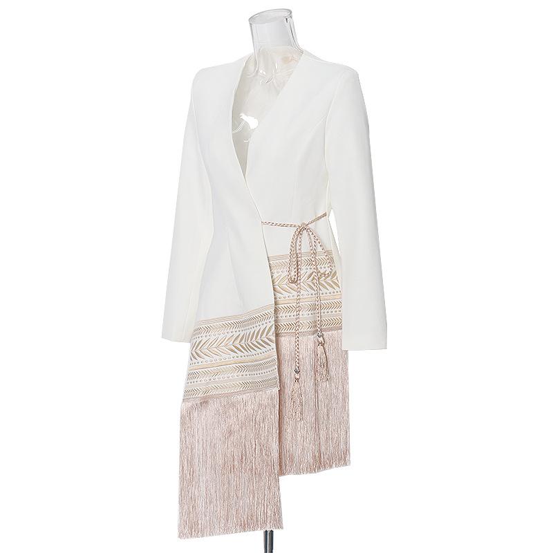 Fashion Embroidery Irregular Tassel Blazers-STYLEGOING