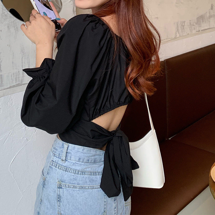 Summer Square Neckline Sexy Shirts Tops