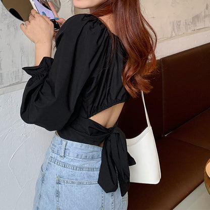 Summer Square Neckline Sexy Shirts Tops