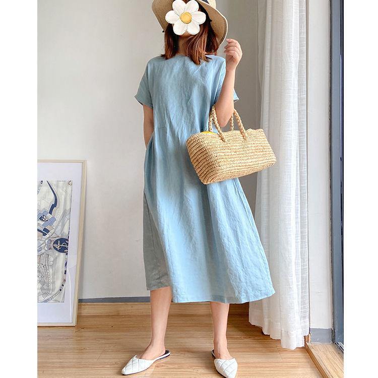 Women Loose Cozy Plus Sizes Midi Dresses-STYLEGOING