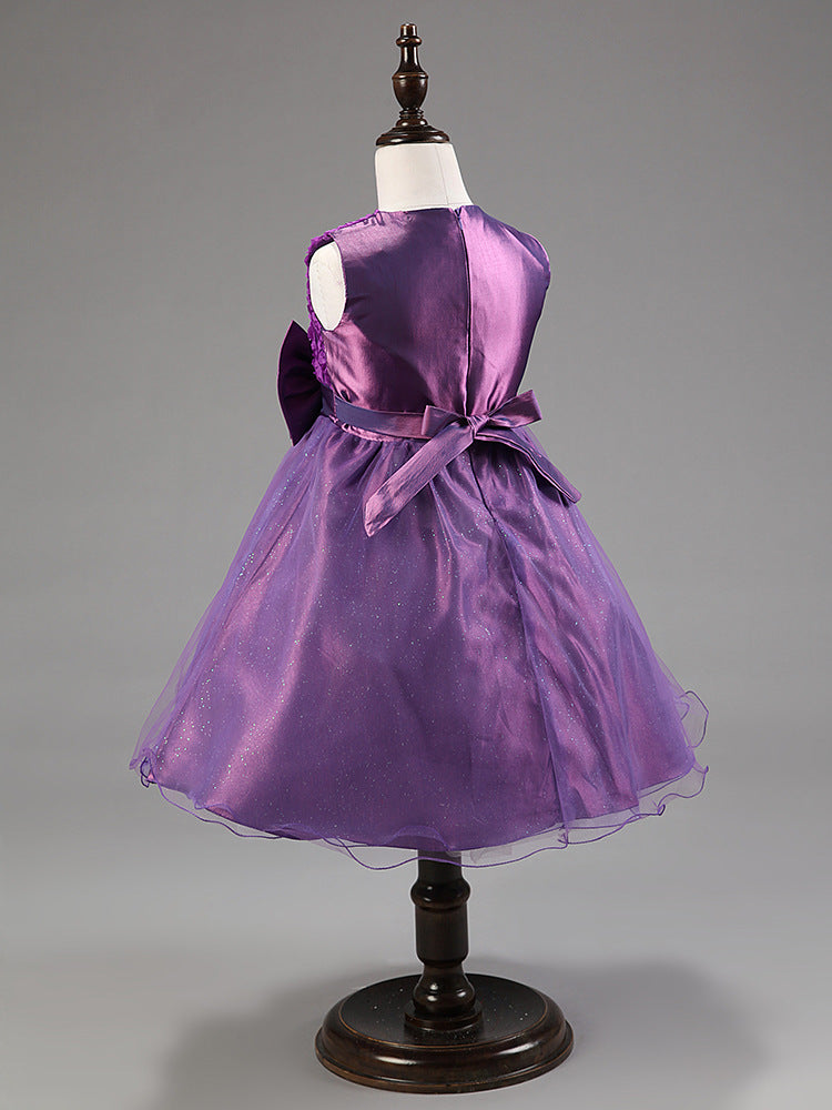 3D Rose Flower Princess Girls Dresses