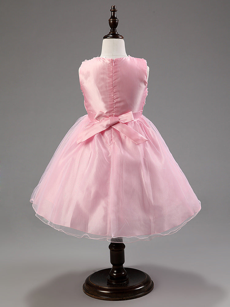 3D Rose Flower Princess Girls Dresses