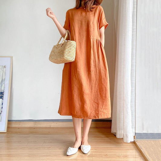 Women Loose Cozy Plus Sizes Midi Dresses-STYLEGOING