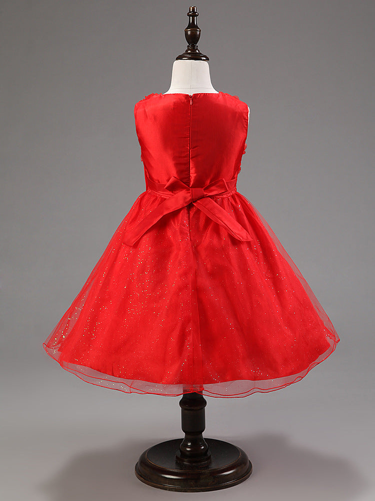 3D Rose Flower Princess Girls Dresses