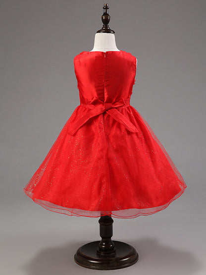 3D Rose Flower Princess Girls Dresses