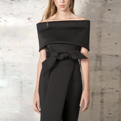 Sexy Classy Off The Shoulder Split Midi Dresses-STYLEGOING