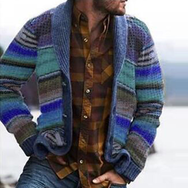 Men's Print Long Sleeves Knitting Cardigan Sweaters