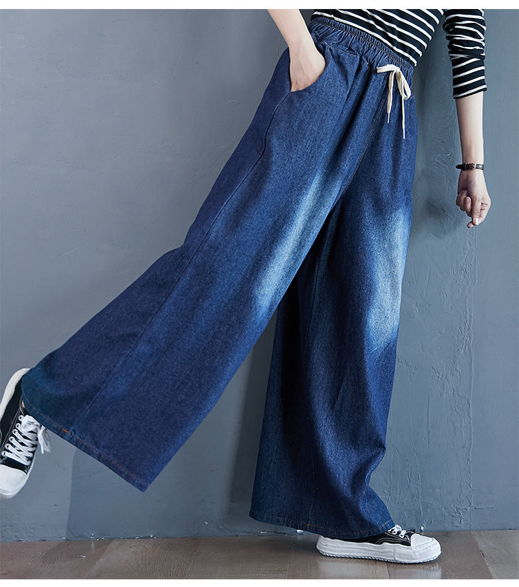Vintage High Waist Women Wide Legas Denim Pants