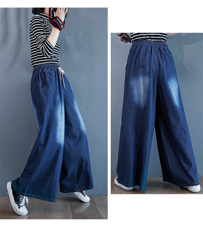 Vintage High Waist Women Wide Legas Denim Pants