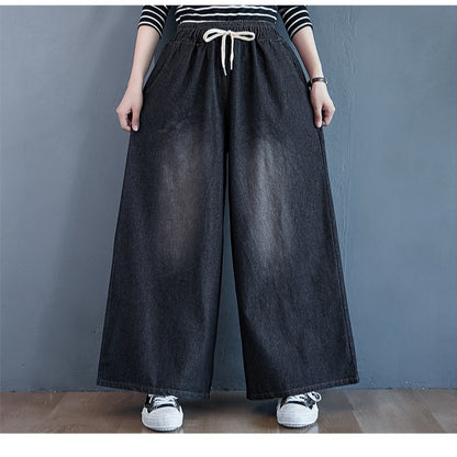 Vintage High Waist Women Wide Legas Denim Pants