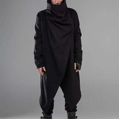 Men's Street Style Punk High Neck Irregular Cape Trenchcoat-STYLEGOING