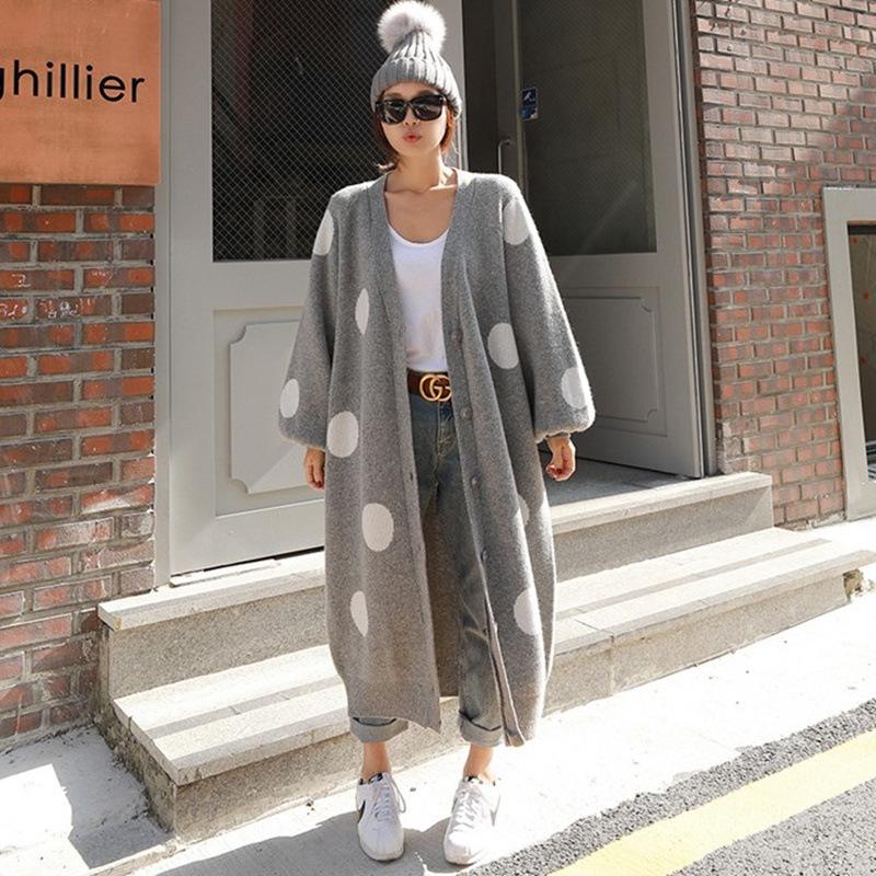 Fashion Dot Long Cardign Overcoat-STYLEGOING