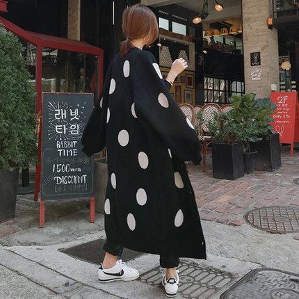 Fashion Dot Long Cardign Overcoat-STYLEGOING