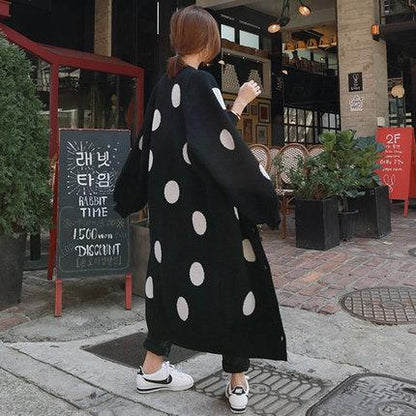 Fashion Dot Long Cardign Overcoat-STYLEGOING