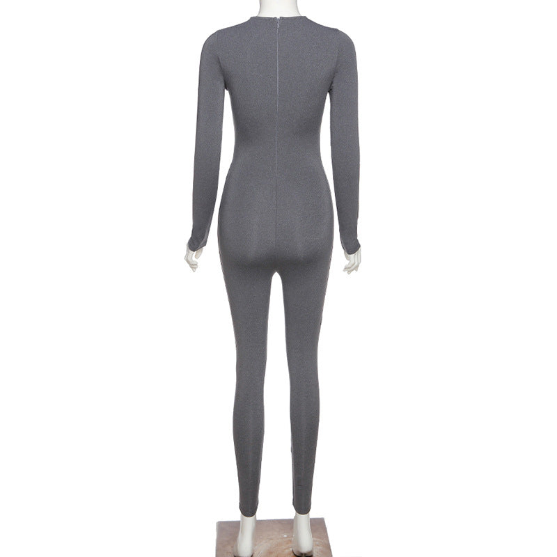 Sexy High Waist Long Sleeves Yoga Sporting Jumpsuits