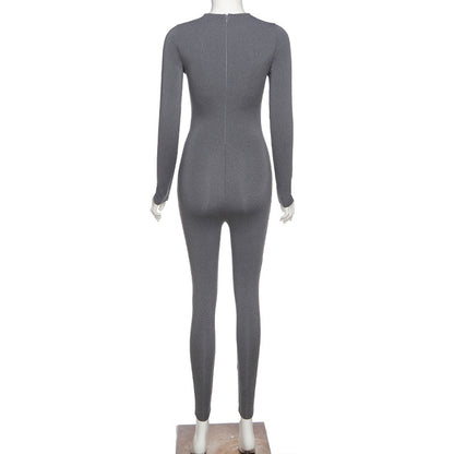 Sexy High Waist Long Sleeves Yoga Sporting Jumpsuits
