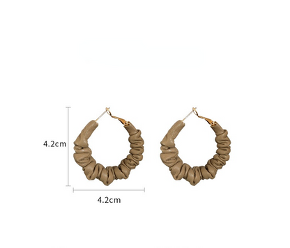 Vintage Round Shape Pu Leather Women Earrings