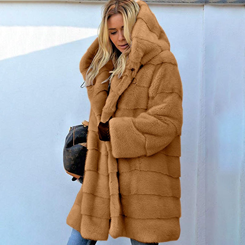 Women Artificial Fur Warm Winter Long Overcoats