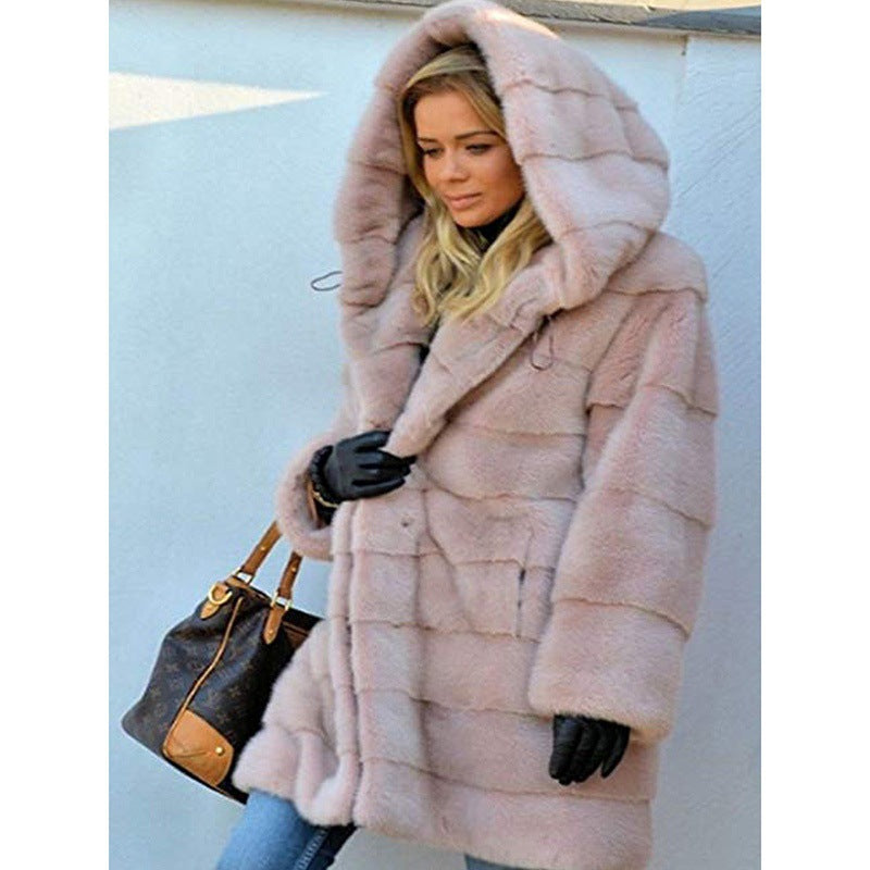 Women Artificial Fur Warm Winter Long Overcoats