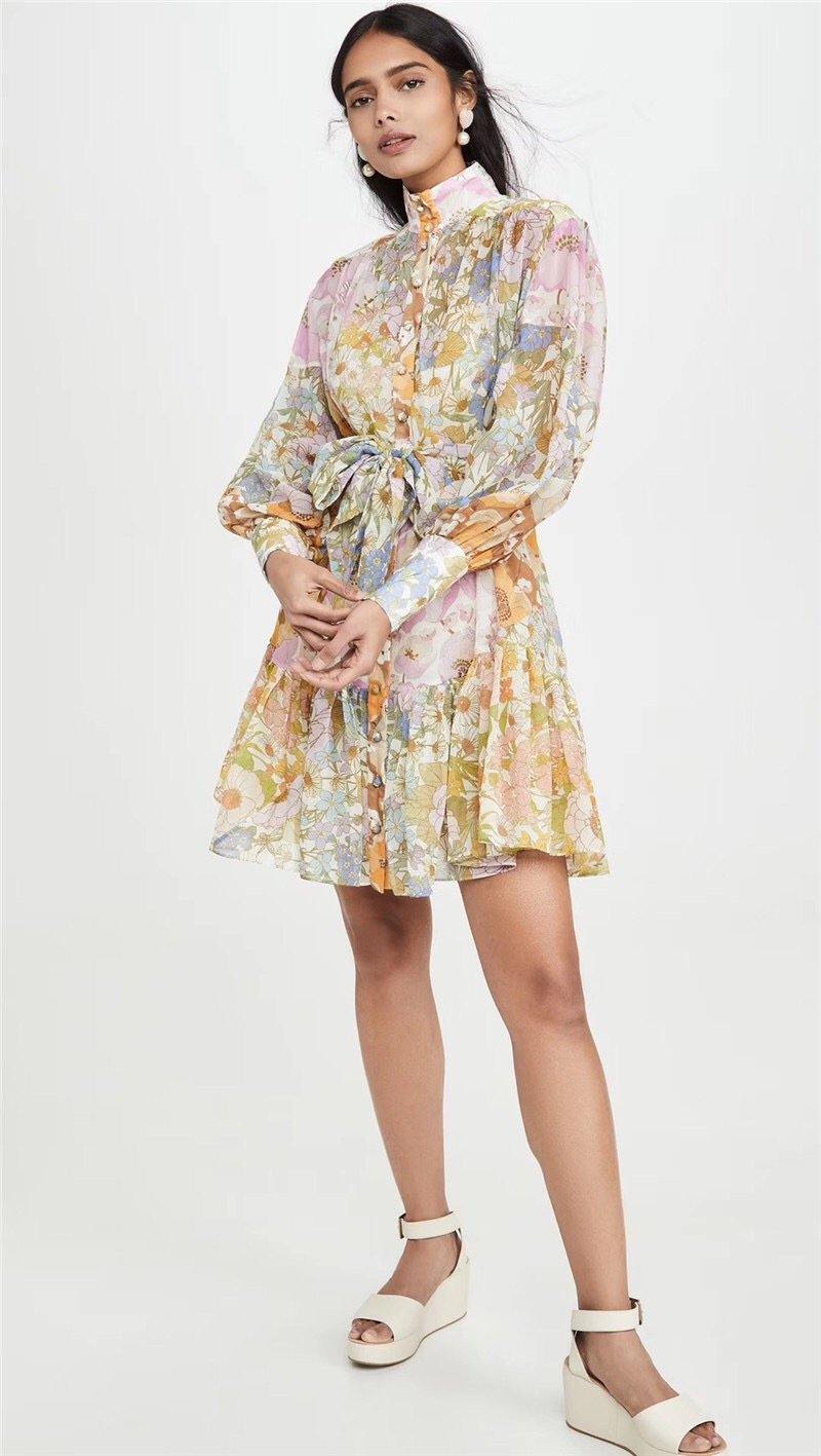 Women Summer Holiday Luxury Button Mini Dresses-STYLEGOING