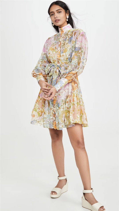 Women Summer Holiday Luxury Button Mini Dresses-STYLEGOING