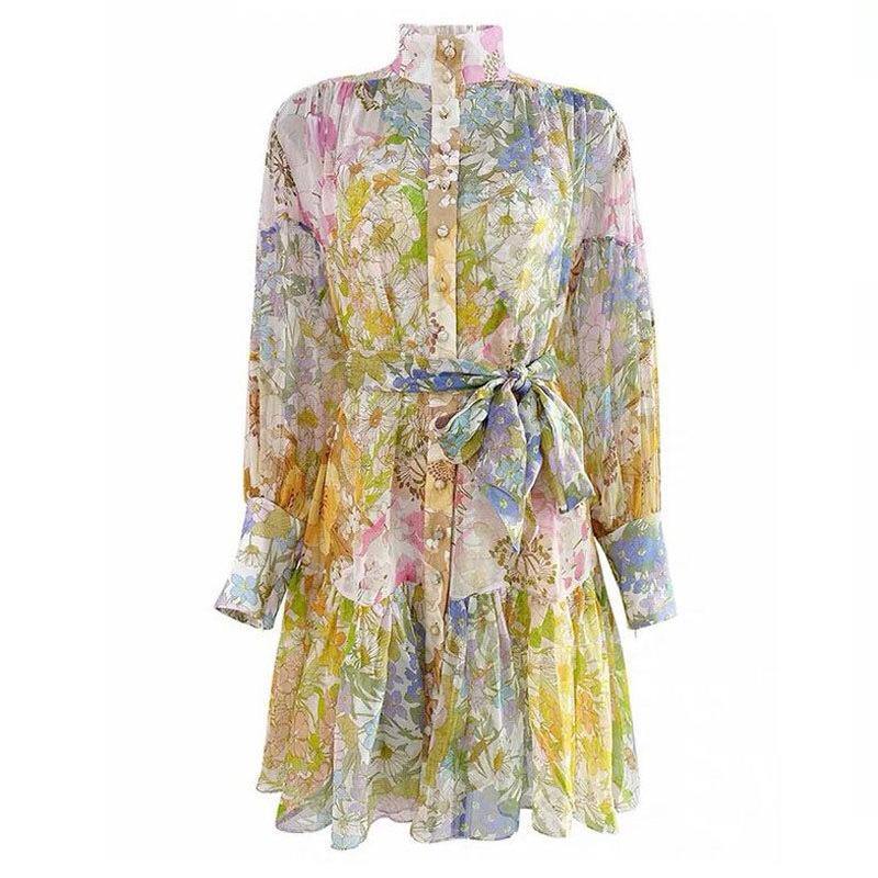Women Summer Holiday Luxury Button Mini Dresses-STYLEGOING