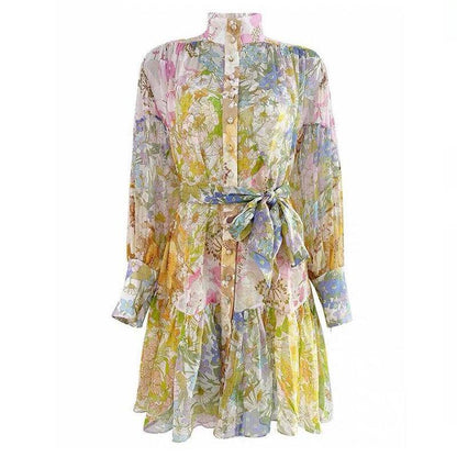 Women Summer Holiday Luxury Button Mini Dresses-STYLEGOING