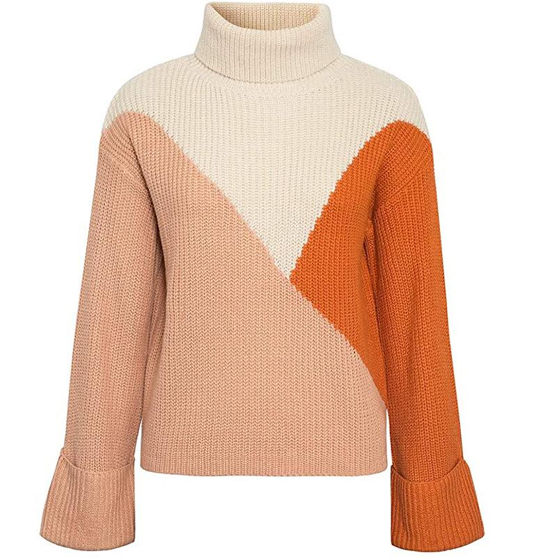 Leisure High Neck Knitting Hoodies Sweaters for Women