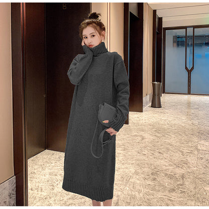 Winter Warm Turtleneck Pullover Long Dresses for Women