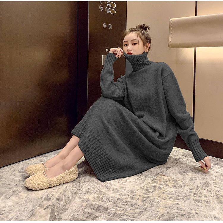 Winter Warm Turtleneck Pullover Long Dresses for Women