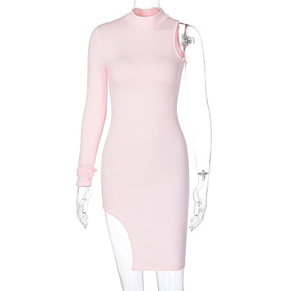 Sexy High Neck One Shoulder Mini Dresses