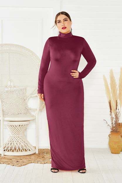 Elegant Turtleneck Plus Sizes Dresses