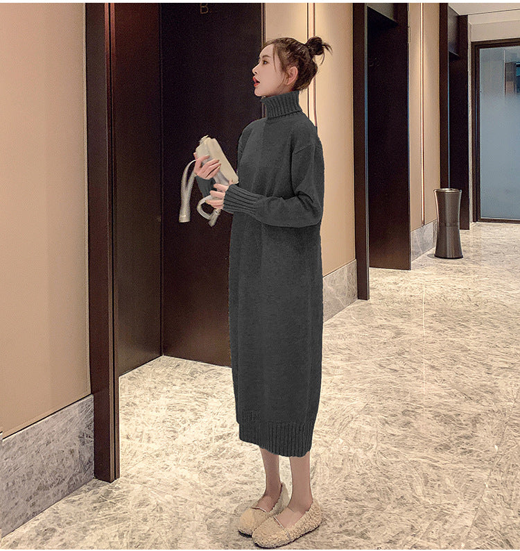 Winter Warm Turtleneck Pullover Long Dresses for Women