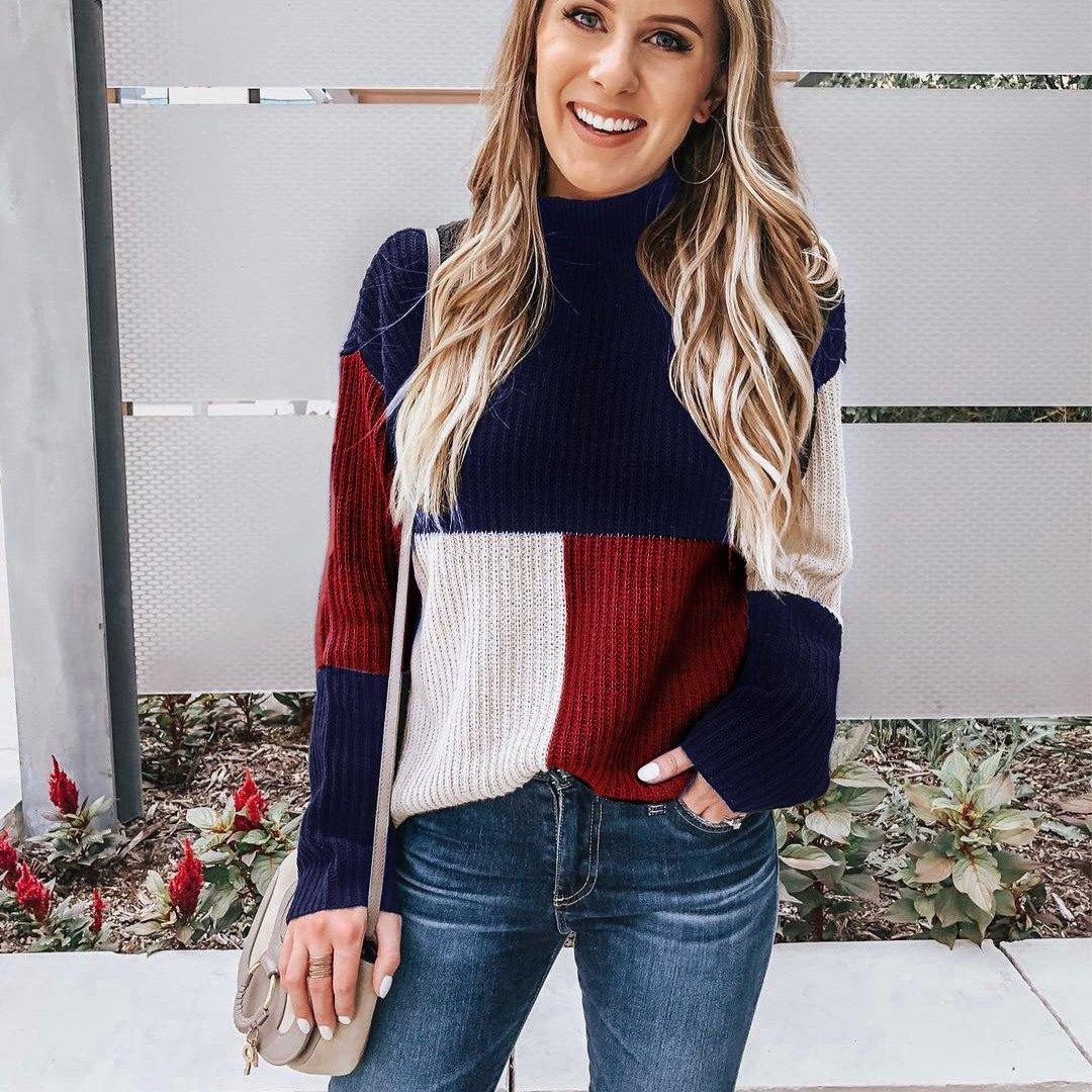 High Neck Long Sleeves Knitting Sweaters-STYLEGOING